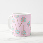 Cute Pink Pastel Lollipop Seamless Pattern Kaffeetasse (Vorderseite Links)