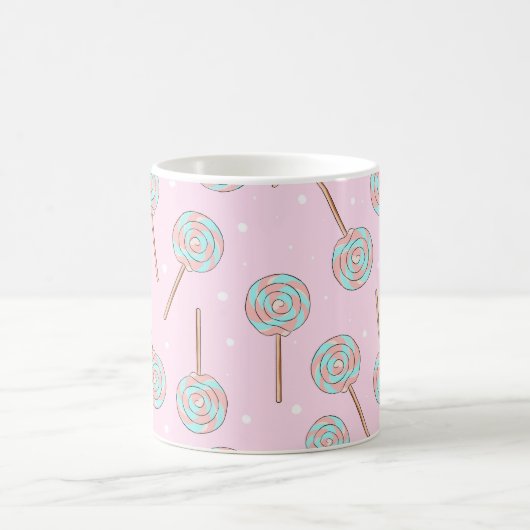 Cute Pink Pastel Lollipop Seamless Pattern Kaffeetasse (Mittel)