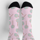 Cute Pink Pastel Lollipop Seamless Pattern Socken (Oben)