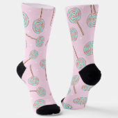 Cute Pink Pastel Lollipop Seamless Pattern Socken (Gewinkelt)
