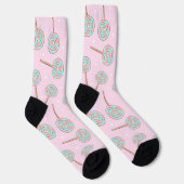 Cute Pink Pastel Lollipop Seamless Pattern Socken (Rechts)