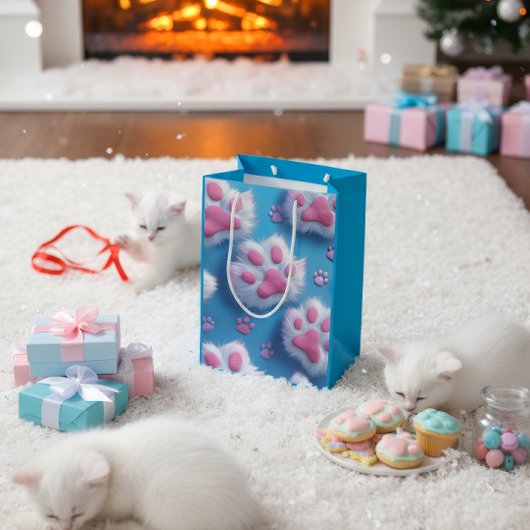 Cute Pink Paw Print Gift Bag Mittlere Geschenktüte
