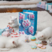 Cute Pink Paw Print Gift Bag Mittlere Geschenktüte