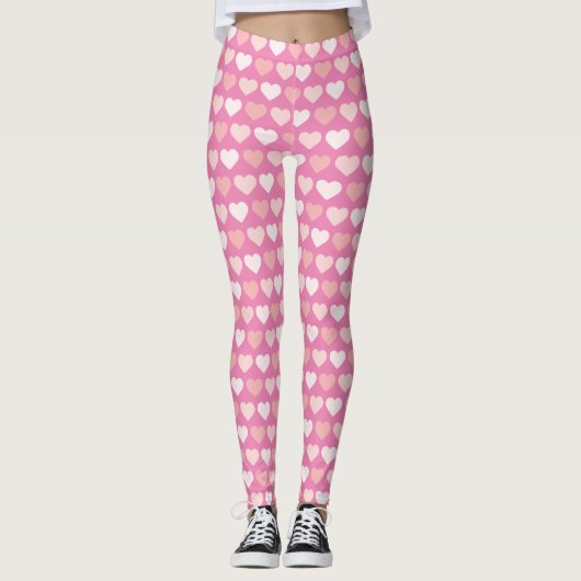 Cute Pink Peach Hearts Leggings (Vorderseite)
