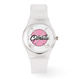 Cute Pink Personalized Golf Clubs Monogram Armbanduhr