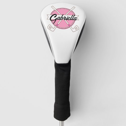 Cute Pink Personalized Golf Clubs Monogram  Headcover (Vorderseite)