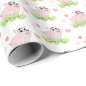 Cute pink pig for Valentine Geschenkpapier (Rolleneckpunkt)