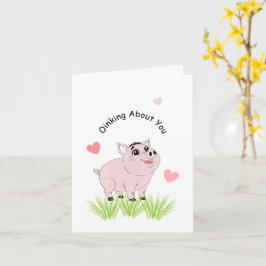 Cute pink pig for Valentine Karte
