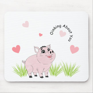 Cute pink pig for Valentine Mousepad