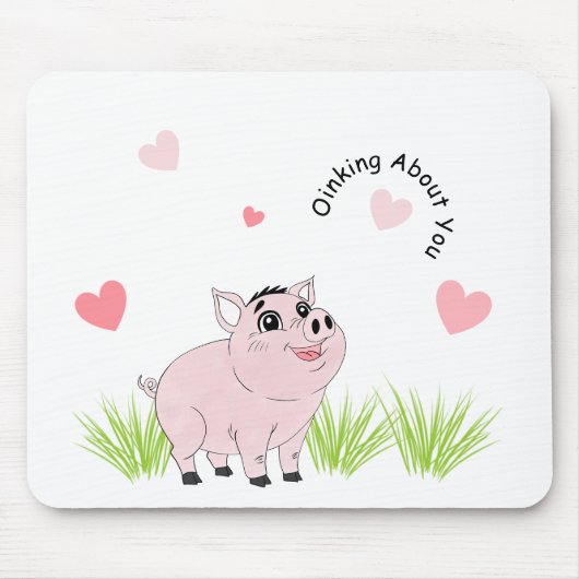 Cute pink pig for Valentine Mousepad (Vorne)