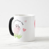 Cute pink pig for Valentine Verwandlungstasse (Vorderseite Links)