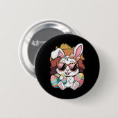 Cute Pink Plädoyer Pattern Easter Bunny Face Rabbi Button (Vorne & Hinten)