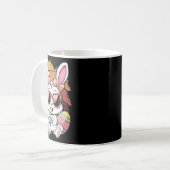 Cute Pink Plädoyer Pattern Easter Bunny Face Rabbi Kaffeetasse (Vorderseite Links)