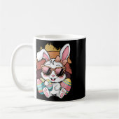 Cute Pink Plädoyer Pattern Easter Bunny Face Rabbi Kaffeetasse (Links)