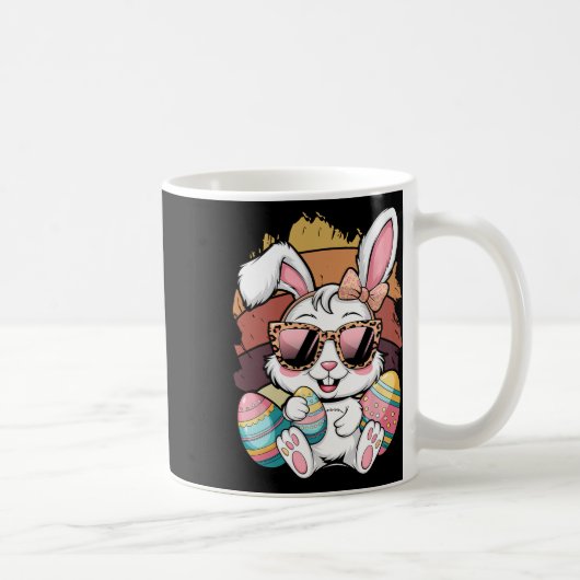 Cute Pink Plädoyer Pattern Easter Bunny Face Rabbi Kaffeetasse (Rechts)