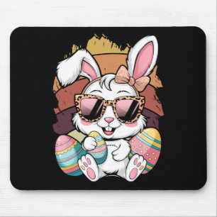 Cute Pink Plädoyer Pattern Easter Bunny Face Rabbi Mousepad