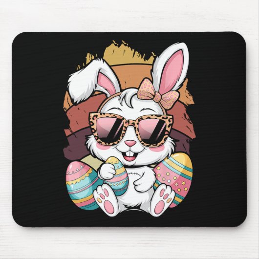 Cute Pink Plädoyer Pattern Easter Bunny Face Rabbi Mousepad (Vorne)