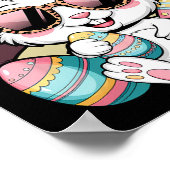 Cute Pink Plädoyer Pattern Easter Bunny Face Rabbi Poster (Ecke)