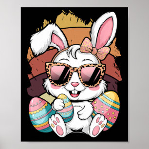 Cute Pink Plädoyer Pattern Easter Bunny Face Rabbi Poster