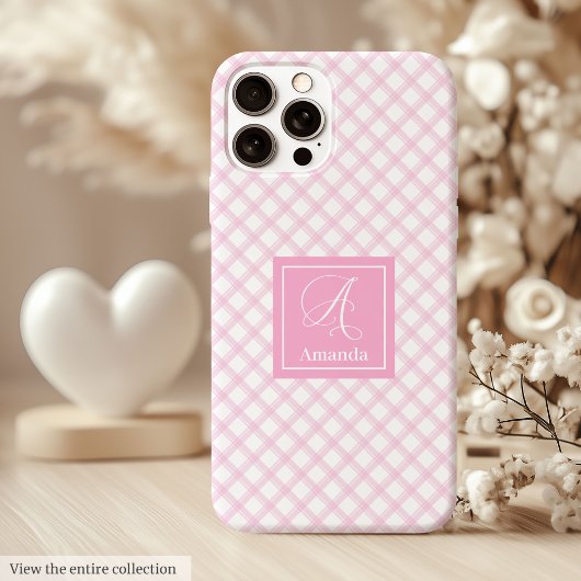 Cute Pink Plaid iPhone Case – Trendy Clear Design
