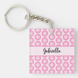 Cute Pink Polka Dot Retro GIrly Acrylic Keychain Schlüsselanhänger