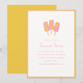 Cute Pink Popsicle Lemon Summer Soiree Party Einladung (Vorne/Hinten)