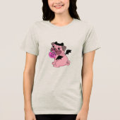 Cute Pink Pug in a Halloween Costume Holding Tri-Blend Shirt (Vorderseite)