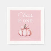 Cute Pink Pumpkin Baby Girl 1st Birthday Serviette (Vorderseite)