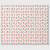 Cute Pink Pumpkin Eucalyptus Fall Pattern Geschenkpapier (Flach)