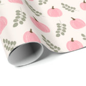 Cute Pink Pumpkin Eucalyptus Fall Pattern Geschenkpapier (Rolleneckpunkt)