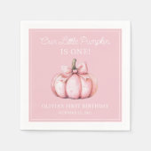 Cute Pink Pumpkin Girl Baby First Birthday Serviette (Vorderseite)