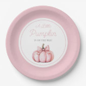 Cute Pink Pumpkin Girl Baby Shower Pappteller (Vorderseite)