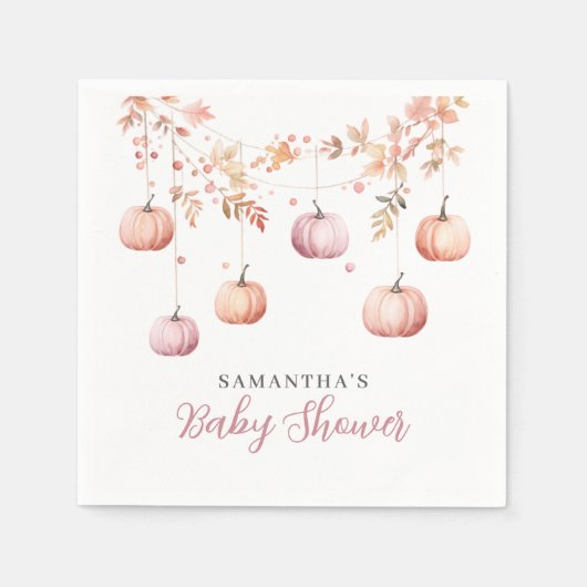 Cute Pink Pumpkin Girl Baby Shower Serviette (Vorderseite)