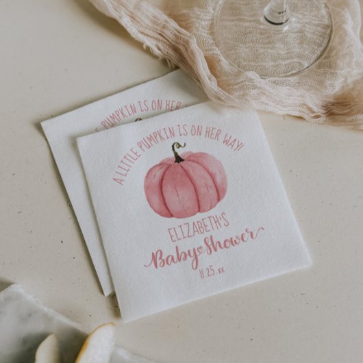 Cute Pink Pumpkin Girl Baby Shower Serviette