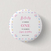 Cute Pink Purple Butterfly 1st Birthday for Girls Button (Vorderseite)
