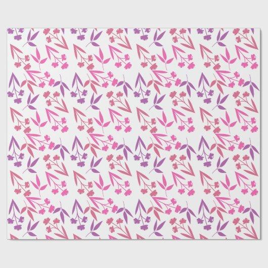 Cute Pink Purple Flower Pattern Feminine Spring Geschenkpapier (Flach)