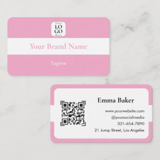 Cute Pink QR-Code-Logo Visitenkarte