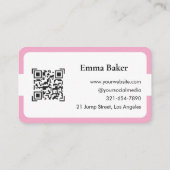Cute Pink QR-Code-Logo Visitenkarte (Rückseite)