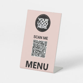 Cute Pink Qr Code Menu | Logo Contactless Modern Sockelschild