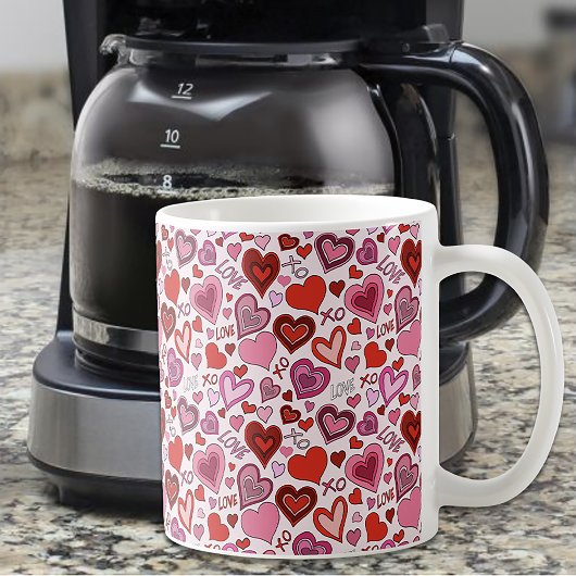 Cute Pink Red Hearts Blush Love Pattern Kaffeetasse