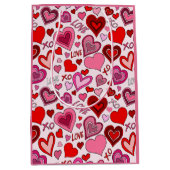 Cute Pink Red Hearts Blush Love Pattern Mittlere Geschenktüte (Vorderseite)