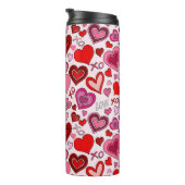 Cute Pink Red Hearts Blush Love Pattern Thermosbecher (Nach rechts gedreht)
