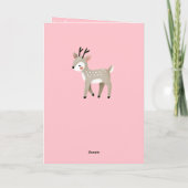 Cute Pink Reindeer Kid`s Name Merry Christmas Karte (Rückseite)