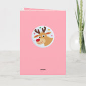 Cute Pink Reindeer Kid`s Name Merry Christmas Karte (Rückseite)