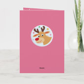 Cute Pink Reindeer Kid`s Name Merry Christmas Karte (Rückseite)