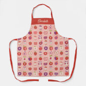 Cute Pink Retro Apple Fruit Pattern Schürze (Vorderseite)