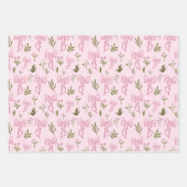 Cute Pink Ribbon Floral Seamless Pattern Geschenkpapier Set (Vorderseite 3)
