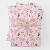 Cute Pink Ribbon Floral Seamless Pattern Geschenkpapier Set (Beispiel)