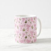 Cute Pink Ribbon Floral Seamless Pattern Kaffeetasse (VorderseiteRechts)