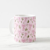 Cute Pink Ribbon Floral Seamless Pattern Kaffeetasse (Vorderseite Links)